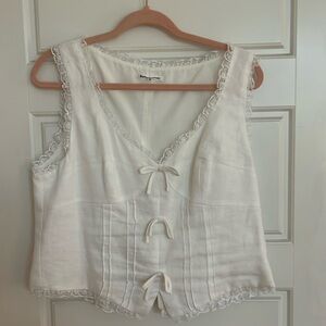 REFORMATION BRENDA white linen top